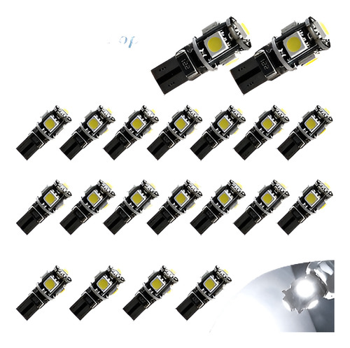 20 X Canbus Error Libre Blanco T10 5smd 5050 Led Interior Lu