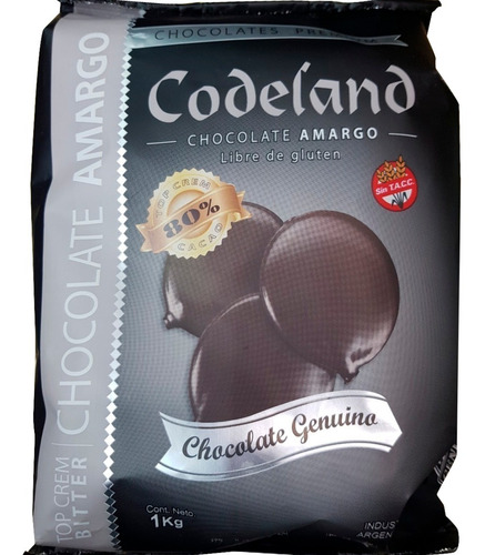 Chocolate Cobertura Codeland Amargo 80%  1 Kilo 