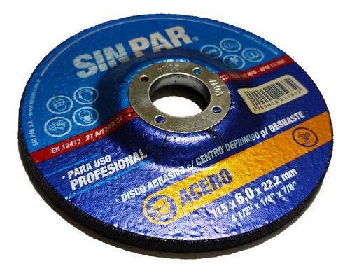 Discos Desbaste Metal Abrasivo Amoladora 115 X 6 Mm Sin Par