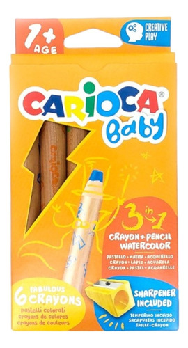 Crayones Carioca Tipo Lápiz 6pzs
