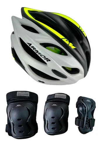 Kit Protecciones Patinaje Rodilleras Coderas Guantes Casco