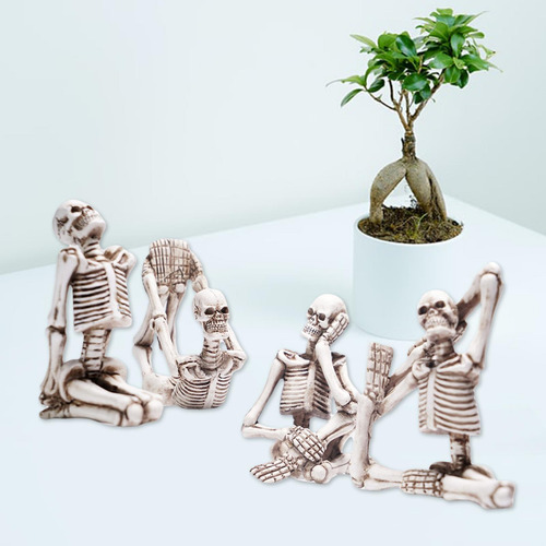 4 Piezas Novedad Pequeñas Figuras De Esqueleto De Yoga