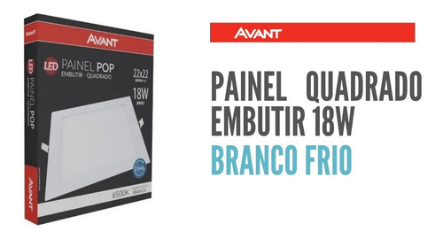 Imagem 1 de 5 de Painel Plafon Led 18w Quadrado Embutir Branco Frio Luminária