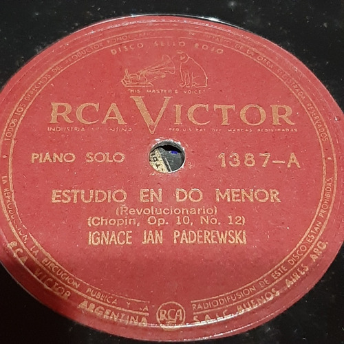 Pasta Ignace Jan Paderewski Piano Rca Victor C377
