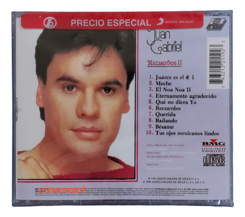 Juan Gabriel Recuerdos 2 Dos Disco Cd (10 Canciones)