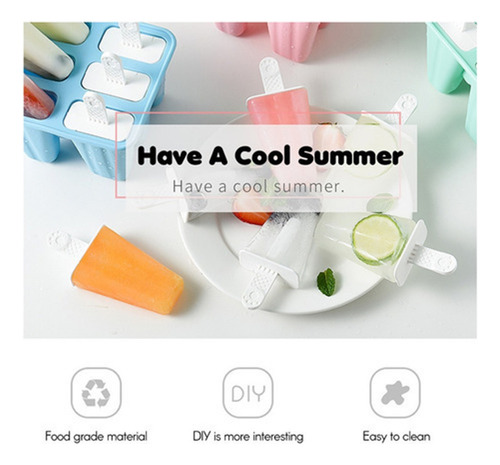 A 6-piece Reusable Silicone Popsicle Molds Blue