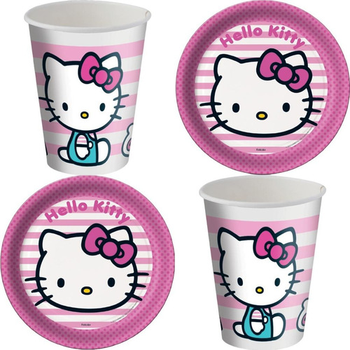 Copos E Pratos Festa Hello Kitty - Kit Promocional