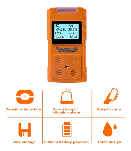 Detector De Gas Múltiple Medidor De Gas O2 Co H2s Ex 4 En 1