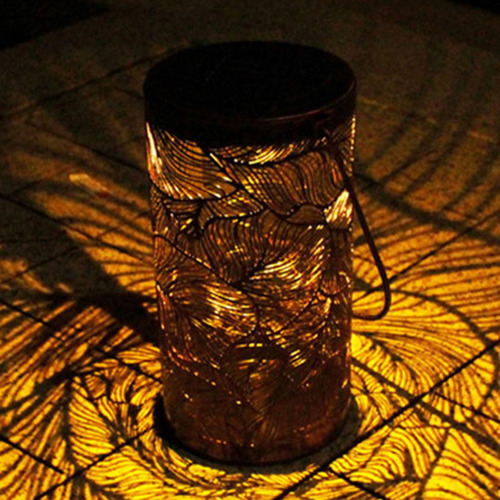 Luces Solares Colgantes Linterna Sombra Hueca Hojas