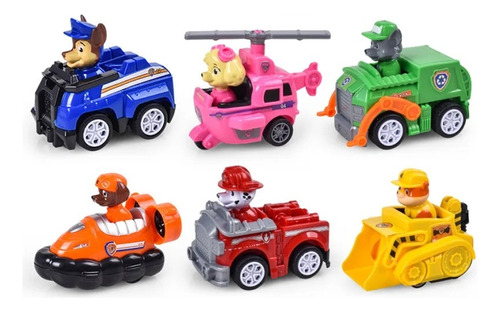 Paw Patrol Set 6 Carritos Con Muñecos Removibles (bloq)