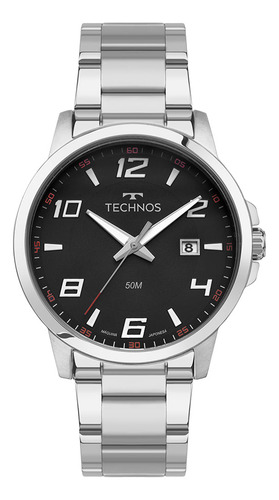 Relógio Technos Masculino Racer Prata - 2315lat/1p Bisel Preto