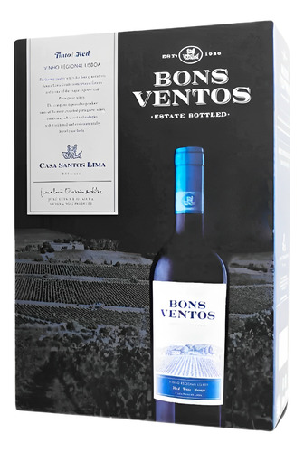 Vinho Tinto Meio Seco Portugues Bons Ventos Bag In Box 3l