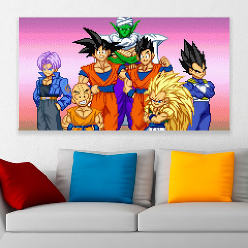 Cuadro Decorativo Dragon Ball Personajes Pixel Art 80x50cm