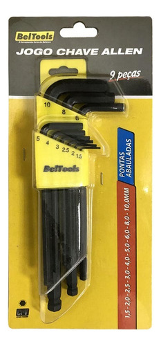 Jogo Chave Allen Tipo L 9 Peças 1,5 A 10mm Beltools