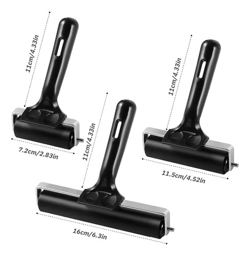 3pcs Rodillo Hule Suave Atl 6-15cm Grabado Linoleo Entintado