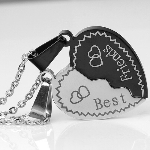 Imagem 2 de 5 de Colar De Casal Com Pingente Coração Best Friends