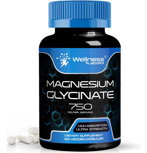 Wellness Labsrx Glicinato De Magnesio 750mg Con 120 Capsulas Sabor Sin Sabor