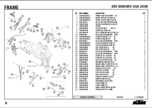 Ktm 690 Enduro Usa 2008 Despiece Version Papel