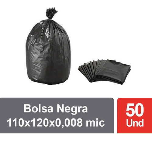 50 Bolsas Negra Para Basura 110x120 Contenedor De 120lts