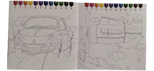 Libro Infantil Para Pintar + Set De 12 Colores Y Sacapuntas