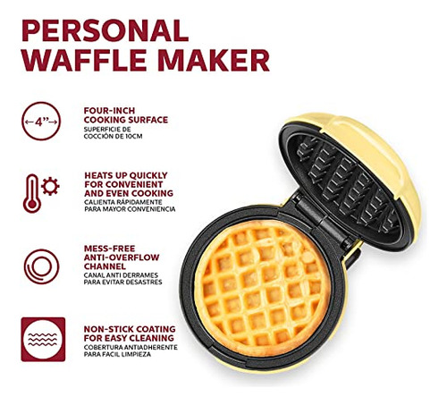 Holstein Housewares Personal Non-stick Waffle Maker, Amarill