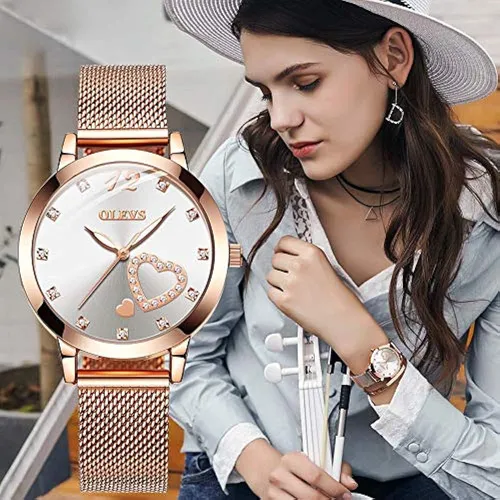 Reloj De Pulsera Para Mujer Color Oro Rosa Reloj De Moda Res
