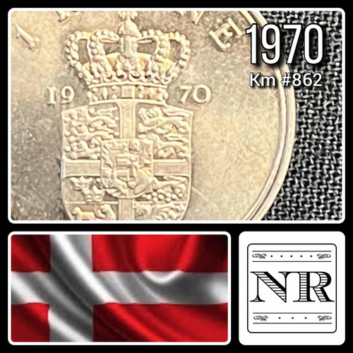 Dinamarca - 1 Krone - Año 1970 - Km #851 - Escudo
