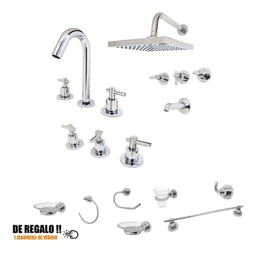 Griferia Baño Completa Mas Accesorios Ibiza Premium Aqualaf