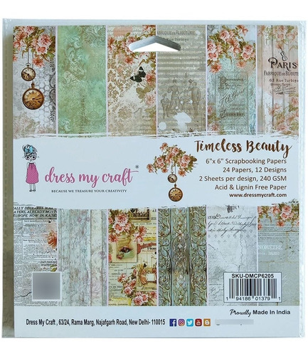 Dress My Craft Bloc Papel Una Sola Cara 6 X 6  24 Belleza