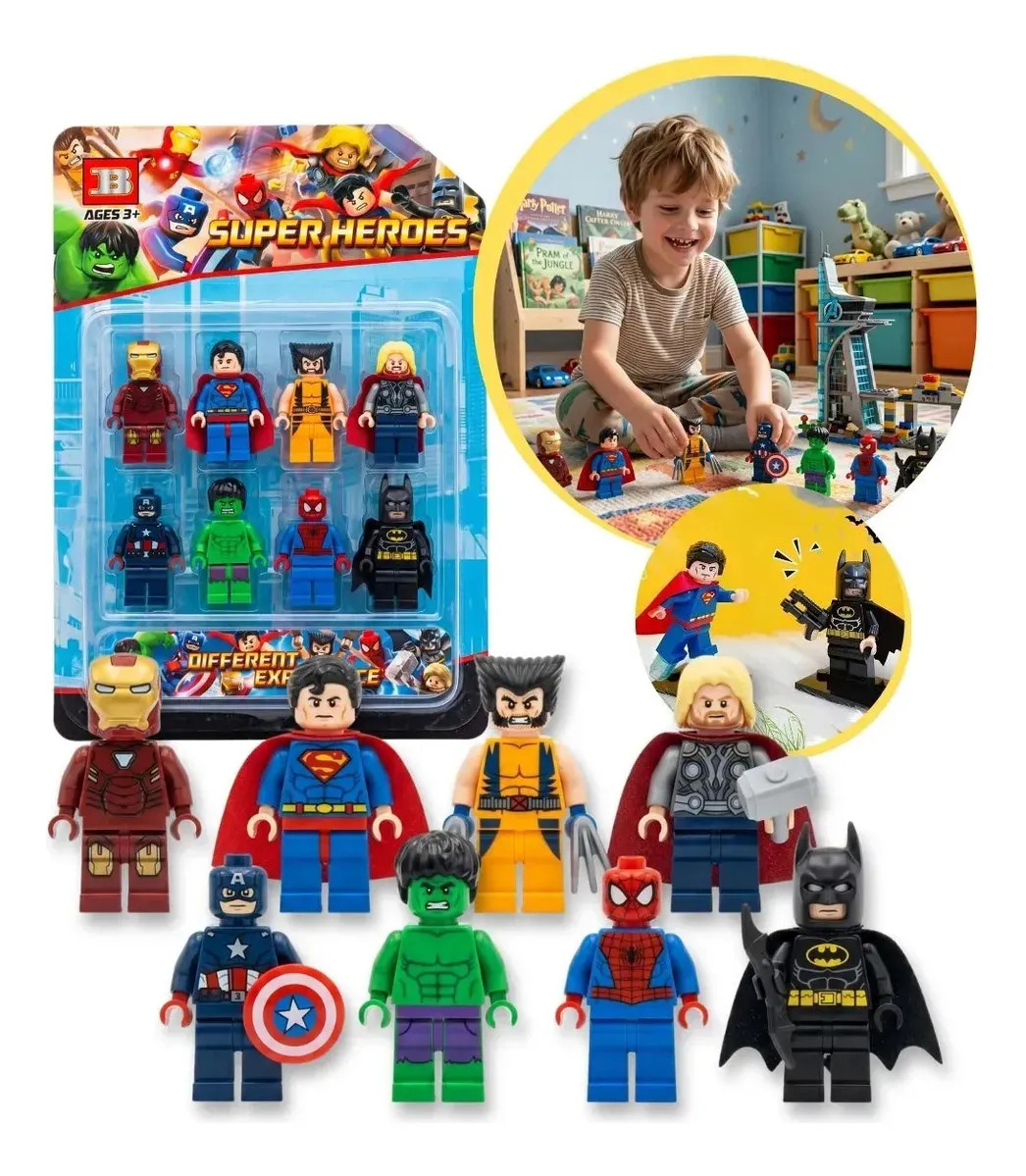 Kit Bonecos Articulados Infantil Brinquedo Acessórios Marvel
