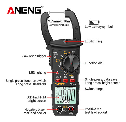 A Multímetro Digital Aneng St180 Pinza Meter