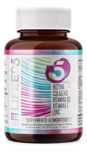 120 Cápsulas - Biotina Colágeno Hidrolizado Vitamina E Zinc