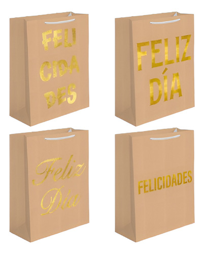 Bolsa Jumbo Dipak Kraft Felicidades (10 Pack) Color Marrón Claro