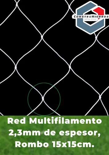 X100m2 De Red Perimetral Contención Mallas Cancha Futbol