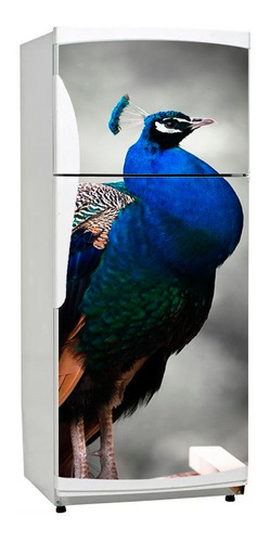 Vinilo Para Heladera Pavo Real Animal Natural Color Pluma M9