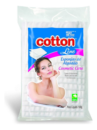 Algodão Esponja Facial 100g Macio Absorvente Cottonline 3 Un