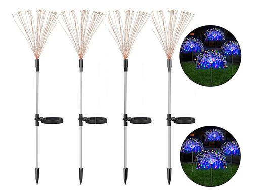 Para Kit 4 Led Luz De Diente De León Solar Exterior