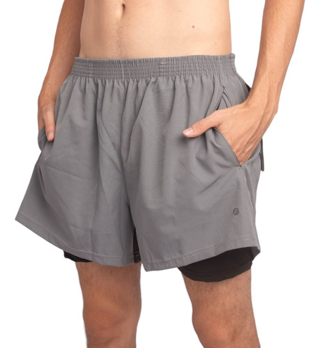 Short Con Calza Aptitud Con Calza Gris Hombre