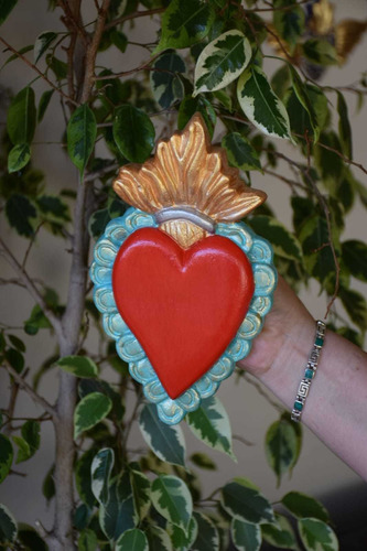 Imagen 9 de 9 de Corazón Mexicano De Yeso Adorno Pintado A Mano Regalo