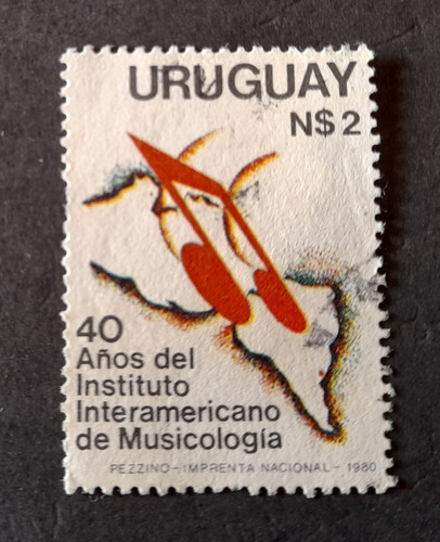 Sello Postal - Uruguay - 40 Aniversa Instituto Musica - 1981