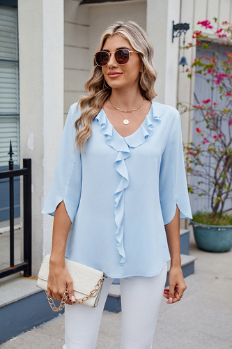 Camisa TĂșnica Fluida Casual Con Cuello En V