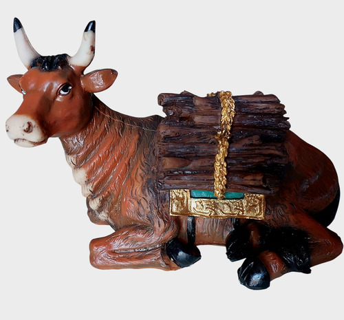 Buey Para Nacimiento Navideño Figura De Resina 12 Cm