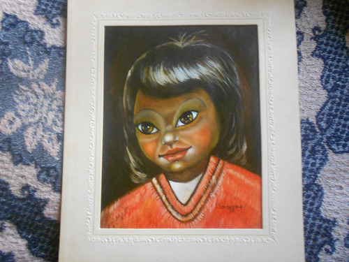 Pintura De Niña Mexicana Firmada Y Fechada 1973