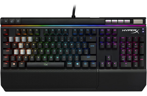 Teclado gamer HyperX Alloy Elite QWERTY Cherry MX RGB Red español latinoamérica color negro con luz RGB