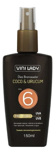 Óleo Bronzeador Coco E Urucum Fps6 150ml Vini Lady