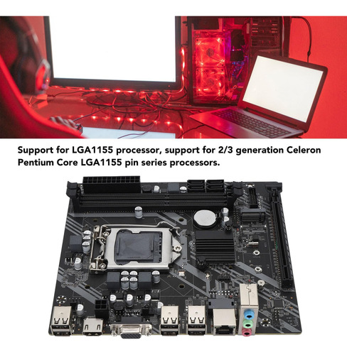 Placa Base Zunate H61s Mini Itx, Canal Ddr3, Vga, Diseño De