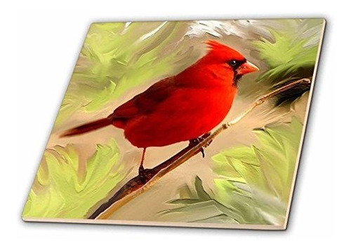 Imagen 1 de 1 de 3drose Llc Rojo Cardinal Baldosas De Ceramica De 4 Pulgadas
