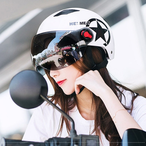 Casco A Pilas Scooter Blanco Coche Eléctrico Bicicleta