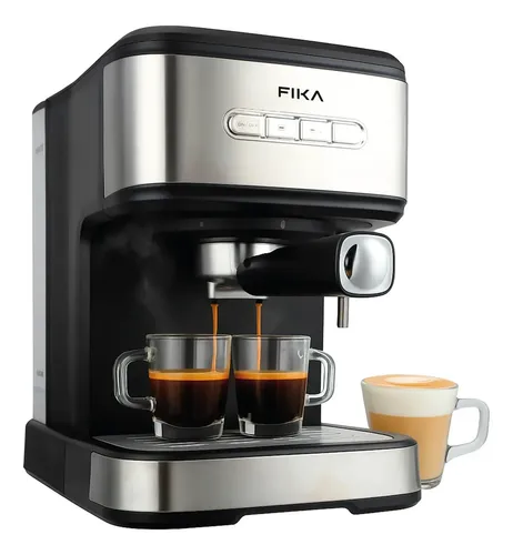 Cafetera Expresso Espumador Molinillo Automática Fika Vaporizador 1,5 Litros 1100w 20 Bares Acero Inoxidable Y Negro