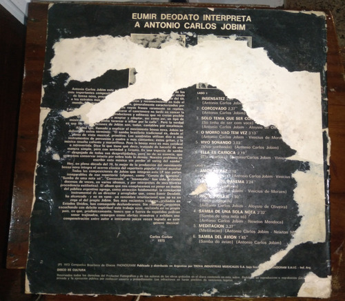 Disco Lp Eumir Deodato Interpreta Antonio Carlos Jobim (Usado)
